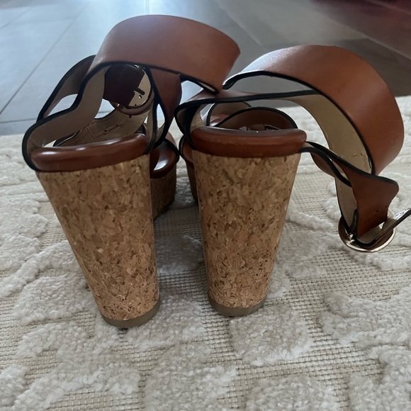 Jimmy Choo Aleili Cork Platform Wedge Sandals Brown Leather Size 36 - Picture 6 of 8